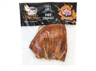 Ресторанные гренки с холодцом и хреном: Ухо целое с чесноком (150 гр.)